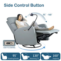 Fauteuil Inclinable Pivotant Électrique en PU avec Rotation 270°, Inclinaison Électrique 95-160° et Double Port USB - Capacité 330lb