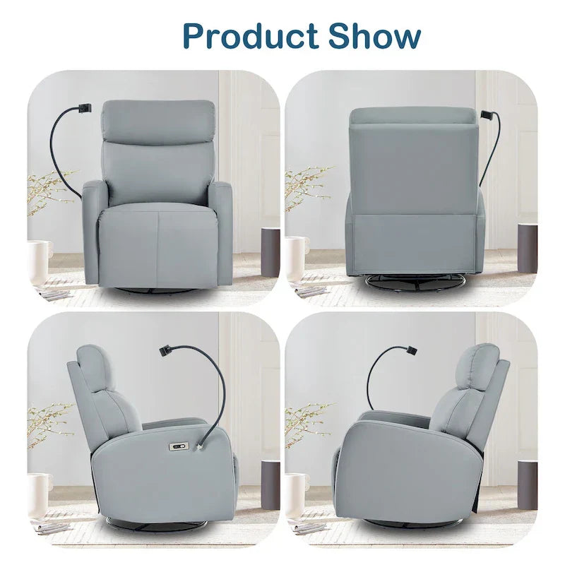 Fauteuil Inclinable Pivotant Électrique en PU avec Rotation 270°, Inclinaison Électrique 95-160° et Double Port USB - Capacité 330lb