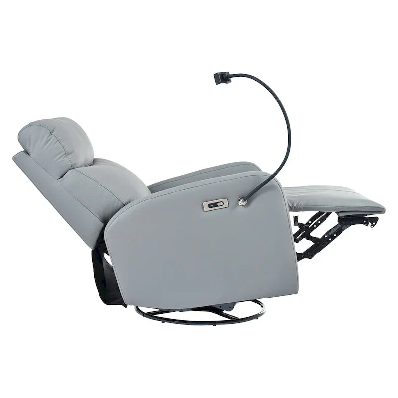 Fauteuil Inclinable Pivotant Électrique en PU avec Rotation 270°, Inclinaison Électrique 95-160° et Double Port USB - Capacité 330lb