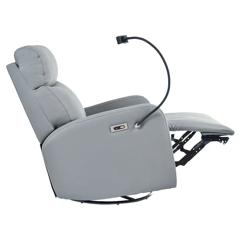 Fauteuil Inclinable Pivotant Électrique en PU avec Rotation 270°, Inclinaison Électrique 95-160° et Double Port USB - Capacité 330lb