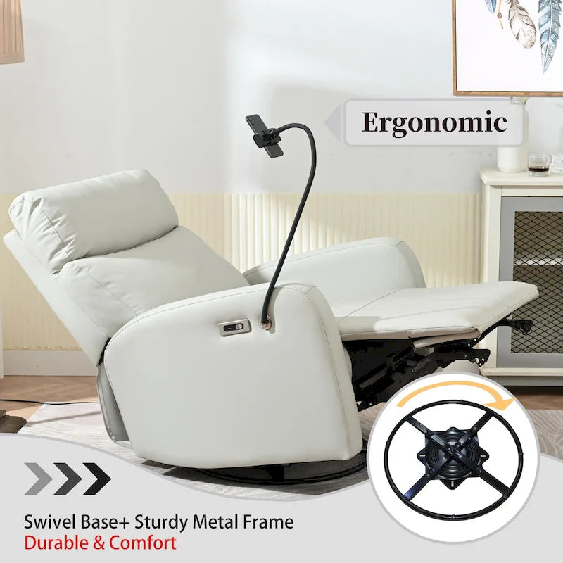 Fauteuil Inclinable Pivotant Électrique en PU avec Rotation 270°, Inclinaison Électrique 95-160° et Double Port USB - Capacité 330lb