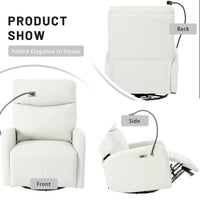 Fauteuil Inclinable Pivotant Électrique en PU avec Rotation 270°, Inclinaison Électrique 95-160° et Double Port USB - Capacité 330lb