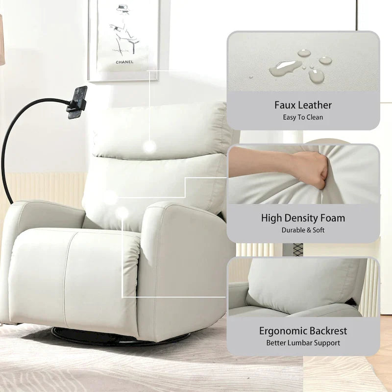 Fauteuil Inclinable Pivotant Électrique en PU avec Rotation 270°, Inclinaison Électrique 95-160° et Double Port USB - Capacité 330lb