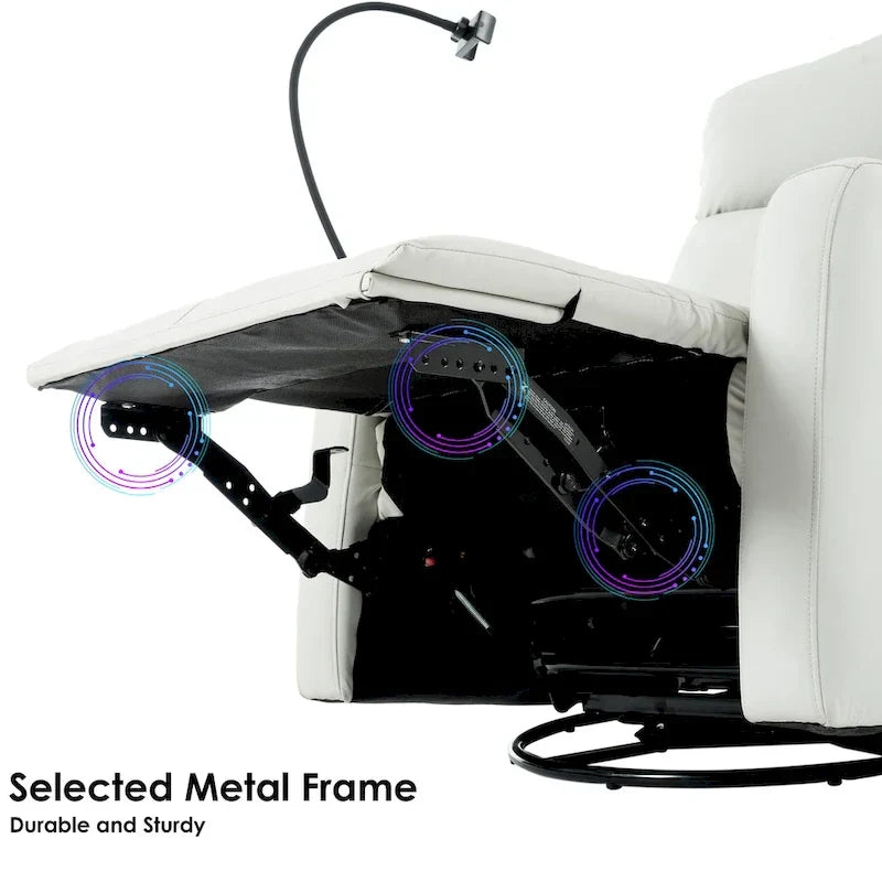 Fauteuil Inclinable Pivotant Électrique en PU avec Rotation 270°, Inclinaison Électrique 95-160° et Double Port USB - Capacité 330lb