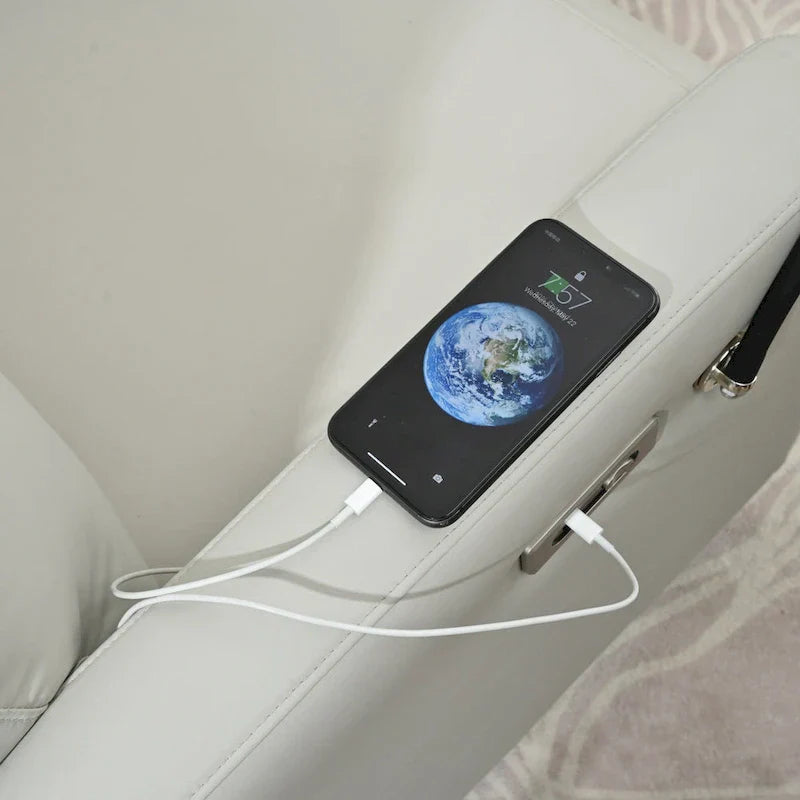 Fauteuil Inclinable Pivotant Électrique en PU avec Rotation 270°, Inclinaison Électrique 95-160° et Double Port USB - Capacité 330lb
