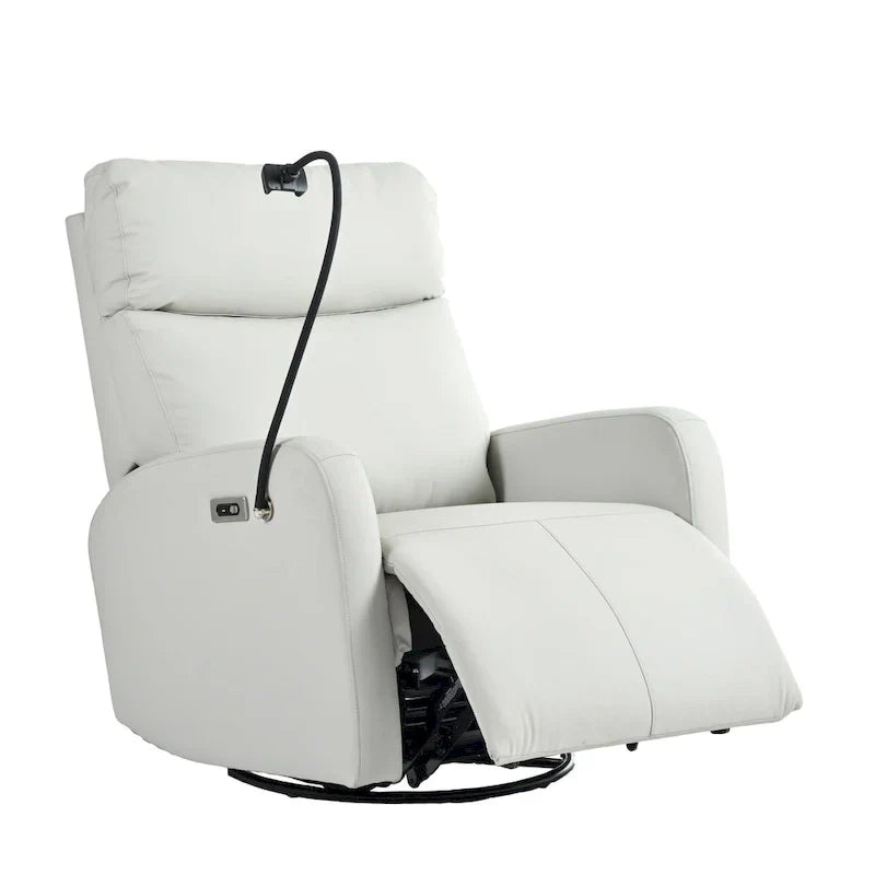 Fauteuil Inclinable Pivotant Électrique en PU avec Rotation 270°, Inclinaison Électrique 95-160° et Double Port USB - Capacité 330lb