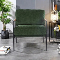 Fauteuil d'appoint en polyester avec cadre en métal et accoudoirs en bois