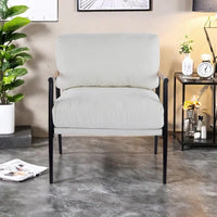 Fauteuil d'appoint en polyester avec cadre en métal et accoudoirs en bois