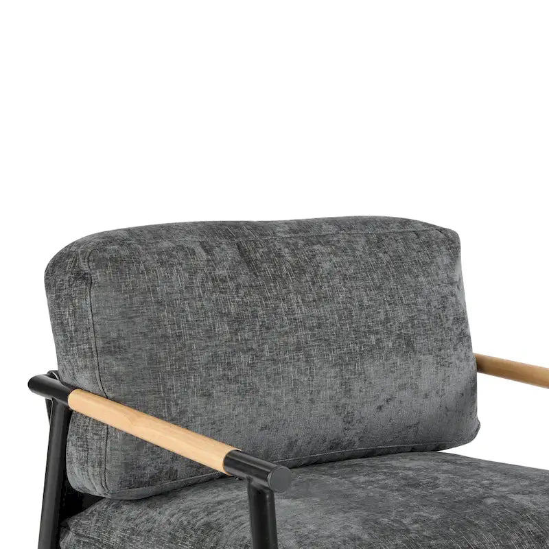 Fauteuil d'appoint en polyester avec cadre en métal et accoudoirs en bois