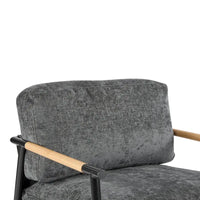 Fauteuil d'appoint en polyester avec cadre en métal et accoudoirs en bois