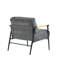 Fauteuil d'appoint en polyester avec cadre en métal et accoudoirs en bois