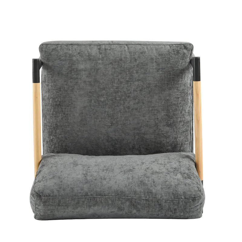 Fauteuil d'appoint en polyester avec cadre en métal et accoudoirs en bois