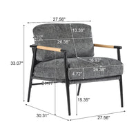 Fauteuil d'appoint en polyester avec cadre en métal et accoudoirs en bois