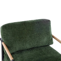 Fauteuil d'appoint en polyester avec cadre en métal et accoudoirs en bois