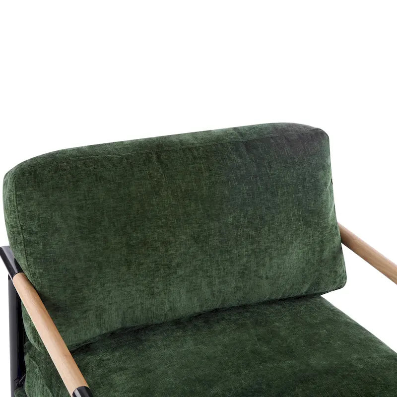 Fauteuil d'appoint en polyester avec cadre en métal et accoudoirs en bois