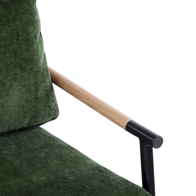 Fauteuil d'appoint en polyester avec cadre en métal et accoudoirs en bois