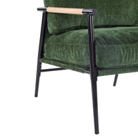 Fauteuil d'appoint en polyester avec cadre en métal et accoudoirs en bois