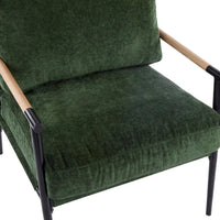 Fauteuil d'appoint en polyester avec cadre en métal et accoudoirs en bois