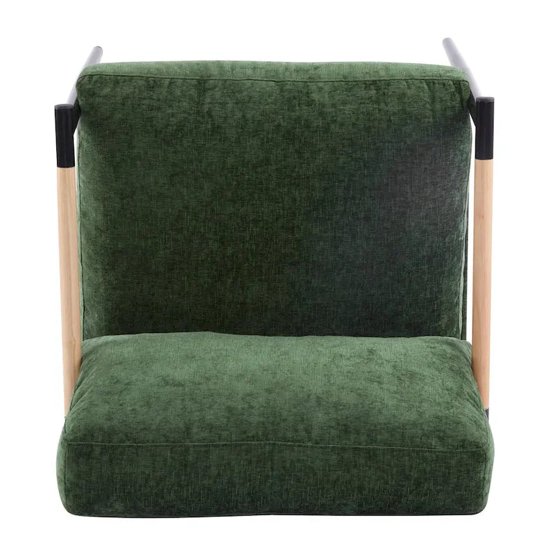 Fauteuil d'appoint en polyester avec cadre en métal et accoudoirs en bois