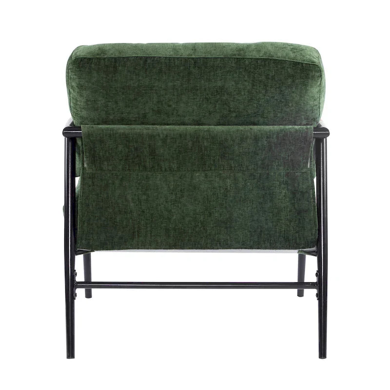 Fauteuil d'appoint en polyester avec cadre en métal et accoudoirs en bois