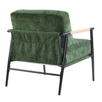Fauteuil d'appoint en polyester avec cadre en métal et accoudoirs en bois