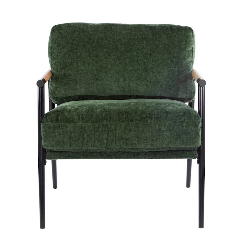 Fauteuil d'appoint en polyester avec cadre en métal et accoudoirs en bois