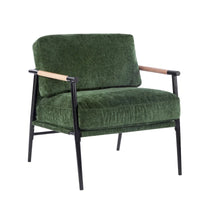 Fauteuil d'appoint en polyester avec cadre en métal et accoudoirs en bois