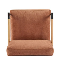 Fauteuil d'appoint en polyester avec cadre en métal et accoudoirs en bois