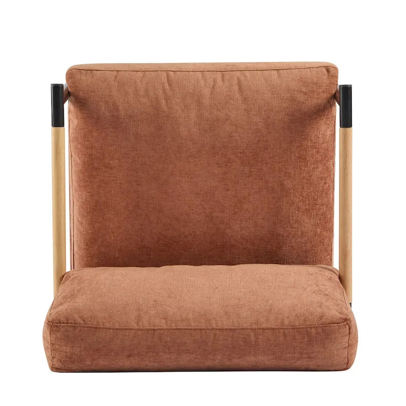 Fauteuil d'appoint en polyester avec cadre en métal et accoudoirs en bois