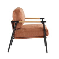 Fauteuil d'appoint en polyester avec cadre en métal et accoudoirs en bois