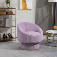 Fauteuil d'appoint pivotant à 360° en velours capitonné de 73 cm avec cadre en bois et coussin lombaire