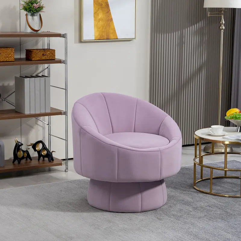 Fauteuil d'appoint pivotant à 360° en velours capitonné de 73 cm avec cadre en bois et coussin lombaire