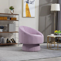 Fauteuil d'appoint pivotant à 360° en velours capitonné de 73 cm avec cadre en bois et coussin lombaire