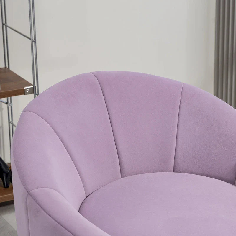 Fauteuil d'appoint pivotant à 360° en velours capitonné de 73 cm avec cadre en bois et coussin lombaire