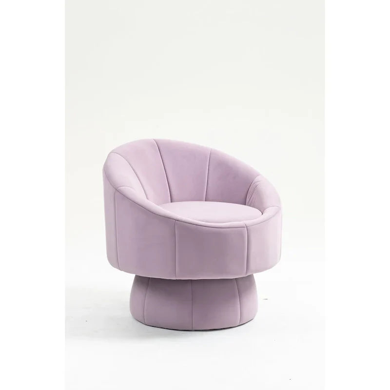 Fauteuil d'appoint pivotant à 360° en velours capitonné de 73 cm avec cadre en bois et coussin lombaire