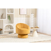 Fauteuil d'appoint pivotant à 360° en velours capitonné de 73 cm avec cadre en bois et coussin lombaire