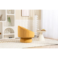 Fauteuil d'appoint pivotant à 360° en velours capitonné de 73 cm avec cadre en bois et coussin lombaire