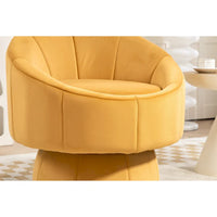 Fauteuil d'appoint pivotant à 360° en velours capitonné de 73 cm avec cadre en bois et coussin lombaire