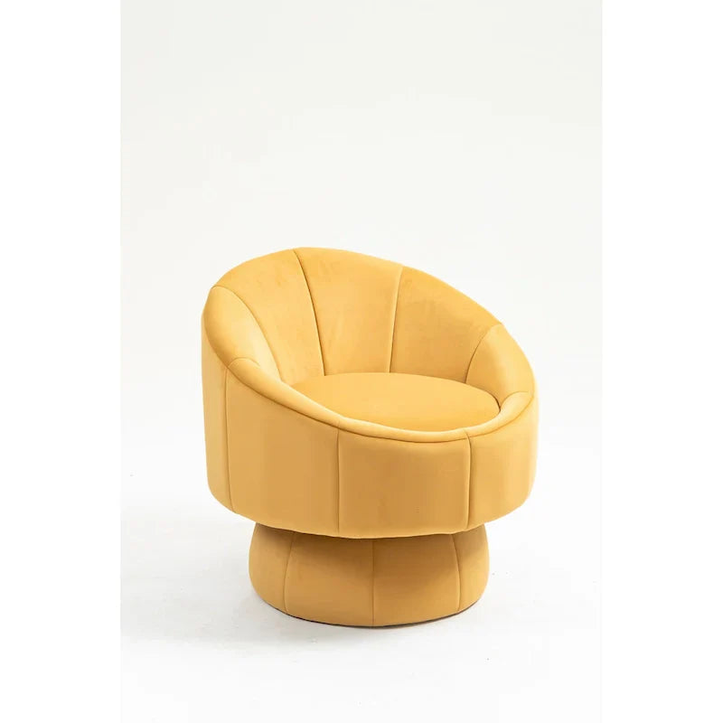 Fauteuil d'appoint pivotant à 360° en velours capitonné de 73 cm avec cadre en bois et coussin lombaire