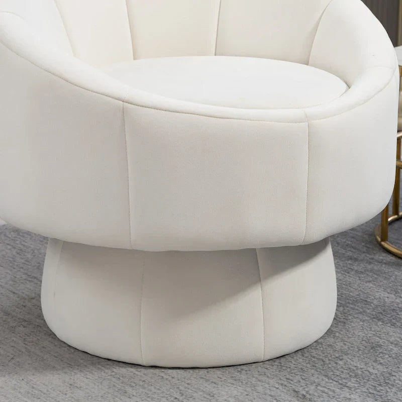Fauteuil d'appoint pivotant à 360° en velours capitonné de 73 cm avec cadre en bois et coussin lombaire