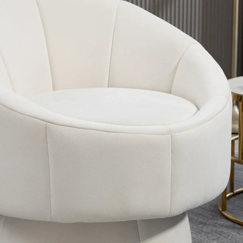 Fauteuil d'appoint pivotant à 360° en velours capitonné de 73 cm avec cadre en bois et coussin lombaire