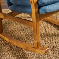 Fauteuil à bascule en bois massif avec coussin en lin et fabrication artisanale haut de gamme