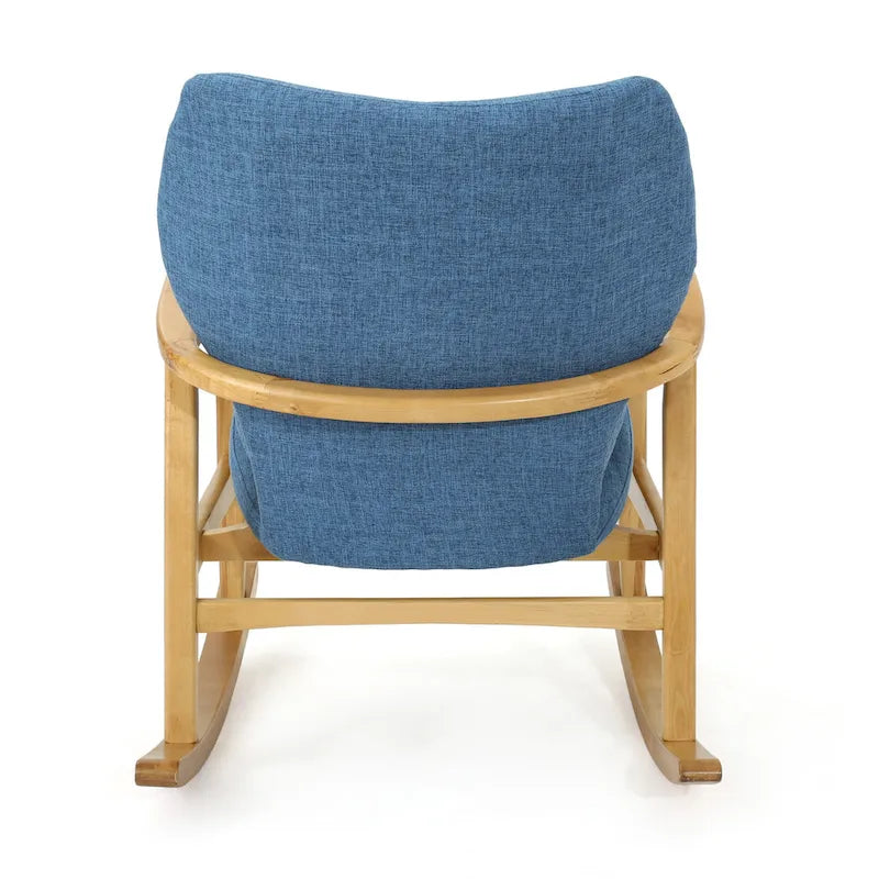 Fauteuil à bascule en bois massif avec coussin en lin et fabrication artisanale haut de gamme