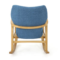 Fauteuil à bascule en bois massif avec coussin en lin et fabrication artisanale haut de gamme