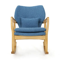 Fauteuil à bascule en bois massif avec coussin en lin et fabrication artisanale haut de gamme