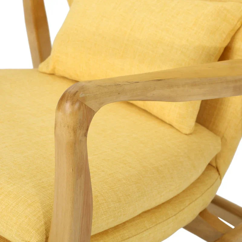Fauteuil à bascule en bois massif avec coussin en lin et fabrication artisanale haut de gamme