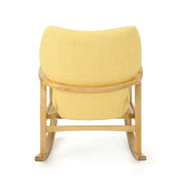 Fauteuil à bascule en bois massif avec coussin en lin et fabrication artisanale haut de gamme