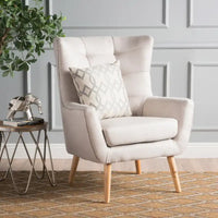 Chaise haute tapissée à dossier haut de 32,5 moderne avec capitonnage et pieds en bois d'hévéa