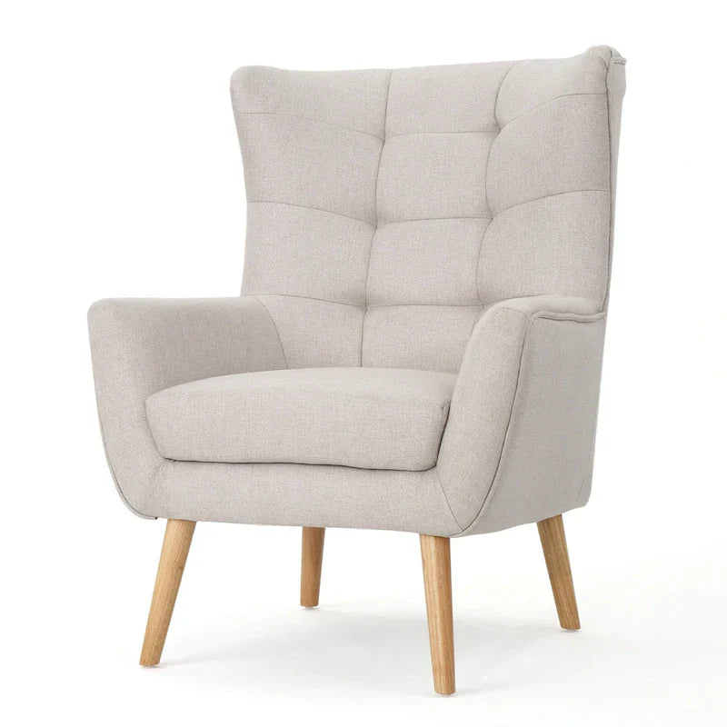Chaise haute tapissée à dossier haut de 32,5 moderne avec capitonnage et pieds en bois d'hévéa