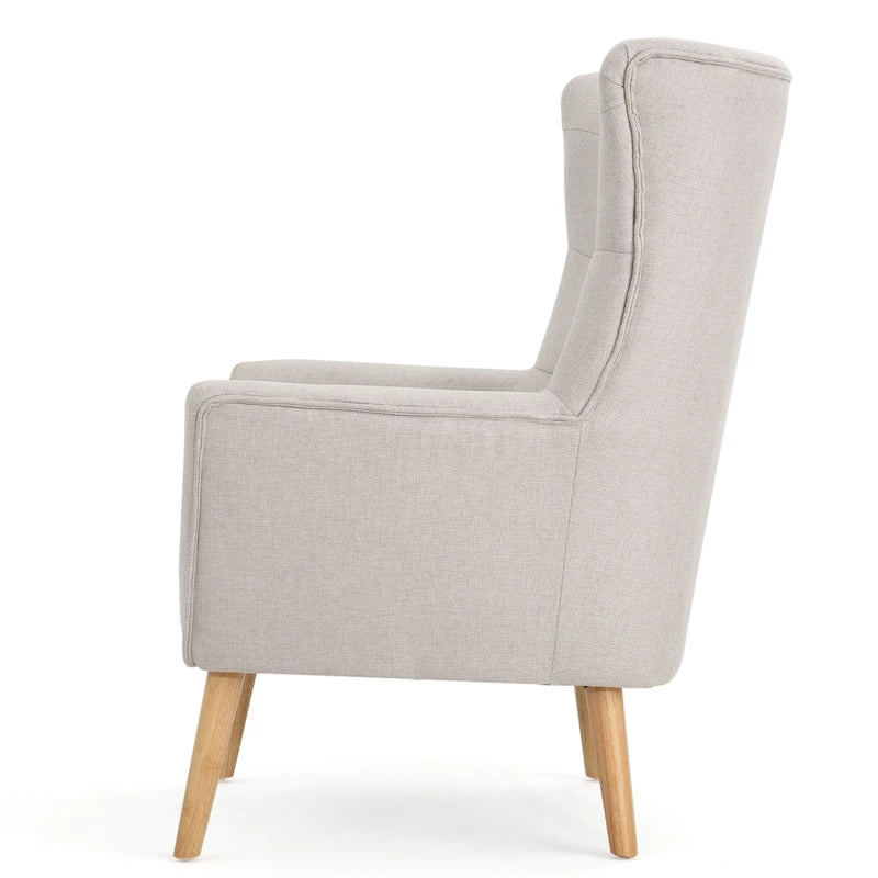 Chaise haute tapissée à dossier haut de 32,5 moderne avec capitonnage et pieds en bois d'hévéa